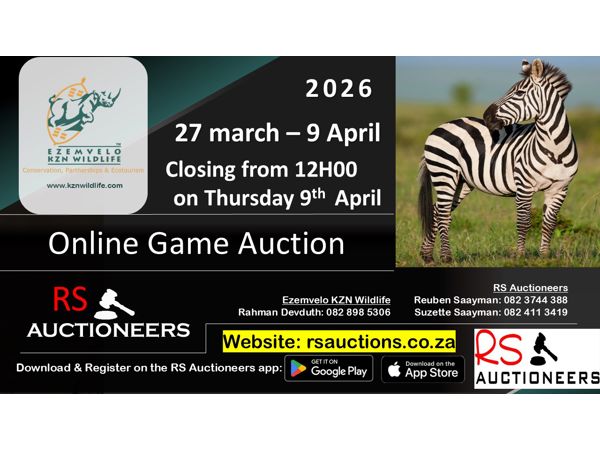 Ezemvelo KZN Online Game Auction 9 April 2026